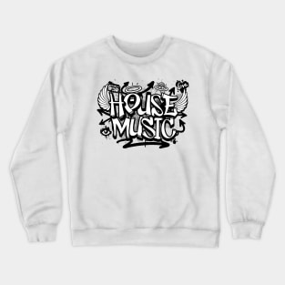 HOUSE MUSIC  -  Graffiti Steez (Black/Grey) Crewneck Sweatshirt